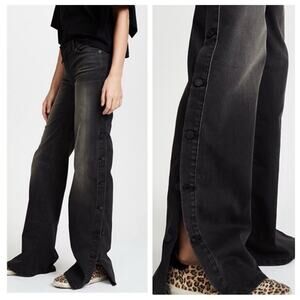 nili lotan - ena jean wide leg denim button vents flare high-rise dark wash